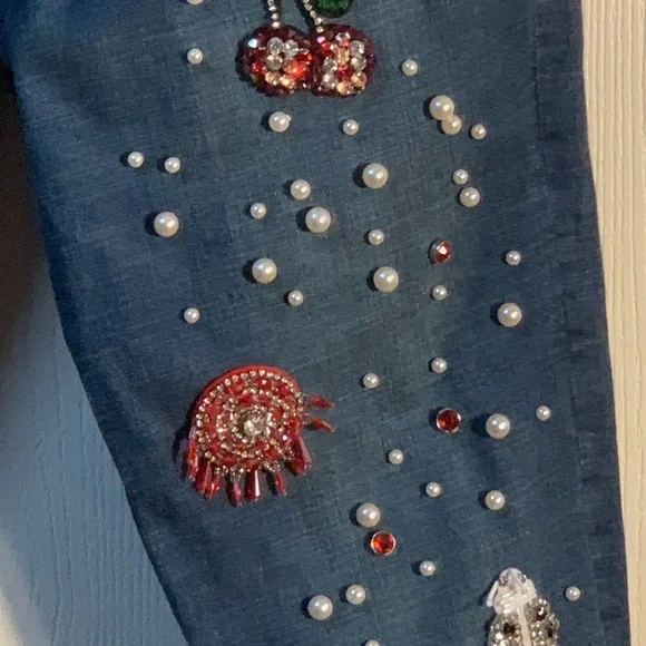 Cristina brand jeans pearl and rhinestone embellishments Embellished Blue Jeans - Picture 13 of 14